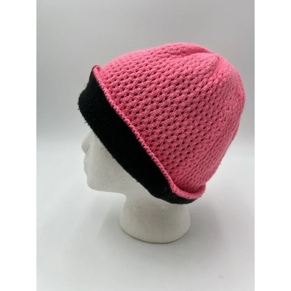 The North Face Shinsky Beanie Pink Black Knit Winter Hat Youth OSFA EUC